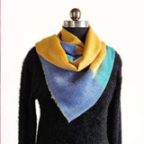 Yellow Ochre & Cobalt Blue Pure Handwoven Pashmina Stole
