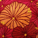 Fronds Chainstitch Embroidered Cushion Cover Red & Yellow