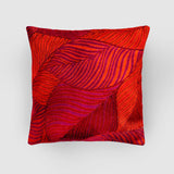 Leaves Chainstitch Embroidered Cushion Cover Red & Yellow