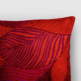 Leaves Chainstitch Embroidered Cushion Cover Red & Yellow