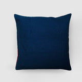 Lotus Chainstitch Embroidered Cushion Cover Blue & Red