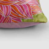 "Lotus Chainstitch Embroidered Cushion Cover - Pastel "