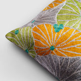 Fronds Chainstitch Embroidered Cushion Cover - Pastel