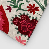 Pearl White Hand Embroidered Chainstitch Runner Rug