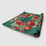Verdant Green And Flaming Orange Hand Embroidered Wool Chainstitch Rug - Zaina by CtoK