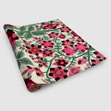 Off White And Rasberry Pink Hand Embroidered Chainstitch Rug