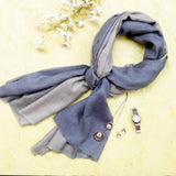 Cloud Grey Pure Handwoven Ombre Pashmina Stole - Zaina by CtoK