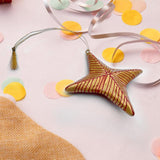 Four Pointer Star - Red and Gold Papier Mache Christmas Decorations Pack of 3 - Zaina by CtoK