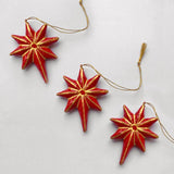 Eight Point Super Star - Red and Gold Papier Mache Christmas Decorations Pack of 3 - Zaina by CtoK