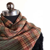 Peach & Sage Green Check Handwoven Pashmina Stole
