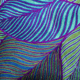 Leaves Chainstitch Embroidered  Cushion Cover Blue, Purple & Green