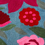 Navy Blue Hand Embroidered Chainstitch Rug