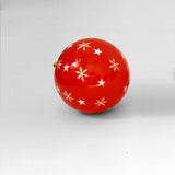 Red & White Snowflake Baubles - Papier Mache Christmas Decorations in Pack of 5