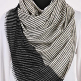 Black Grey Pin Stripped Pure Handwoven Pashmina Stole - Zaina by CtoK