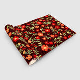 Chocolate Brown And Wild Orange Hand Embroidered Chainstitch Runner Rug