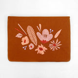 Bouquet - Aari Embroidered Laptop Sleeve Brown - Zaina by CtoK