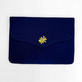 Bouquet - Aari Embroidered Laptop Sleeve Navy Blue - Zaina by CtoK