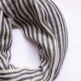 Ivory Black Pin Stripped Men's Pashmina Scarf - Zaina by CtoK